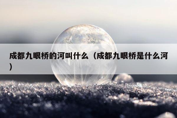 成都九眼桥的河叫什么（成都九眼桥是什么河） 第1张