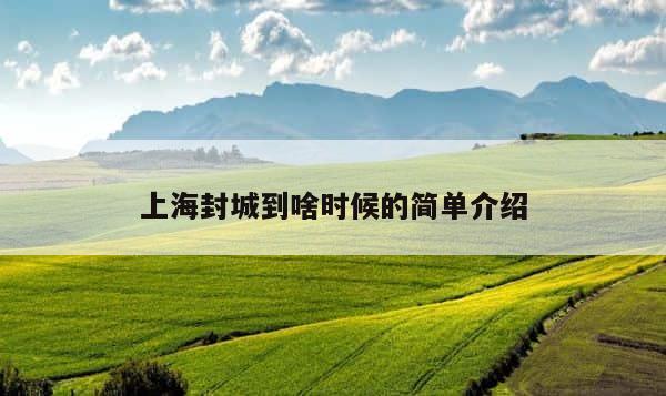 上海封城到啥时候的简单介绍 第1张