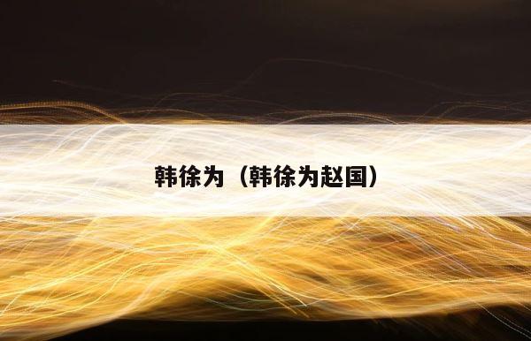 韩徐为（韩徐为赵国） 第1张