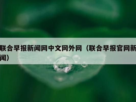 联合早报新闻网中文网外网（联合早报官网新闻） 第1张