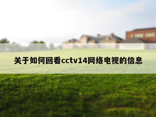 关于如何回看cctv14网络电视的信息 第1张
