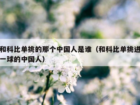 和科比单挑的那个中国人是谁（和科比单挑进一球的中国人） 第1张