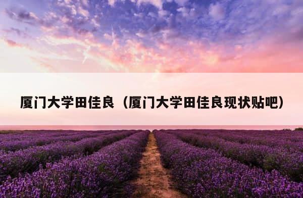 厦门大学田佳良（厦门大学田佳良现状贴吧） 第1张