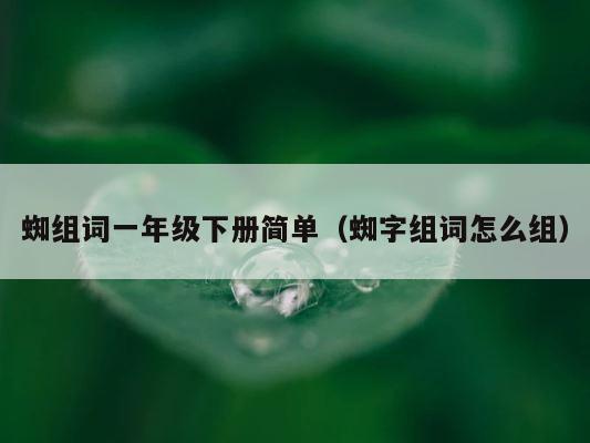 蜘组词一年级下册简单（蜘字组词怎么组） 第1张
