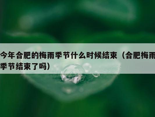 今年合肥的梅雨季节什么时候结束（合肥梅雨季节结束了吗） 第1张