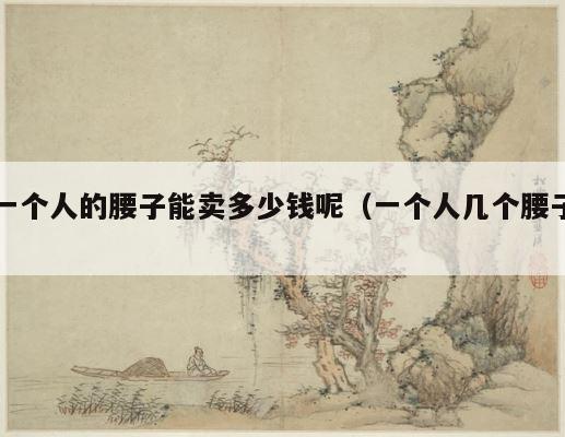 一个人的腰子能卖多少钱呢（一个人几个腰子） 第1张