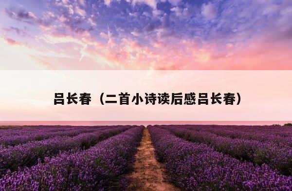 吕长春（二首小诗读后感吕长春） 第1张