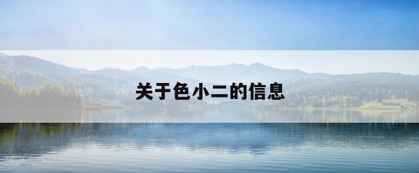 关于色小二的信息 第1张