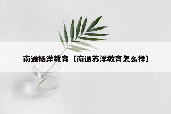 南通杨洋教育（南通苏洋教育怎么样） 第1张