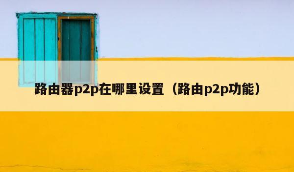 路由器p2p在哪里设置（路由p2p功能） 第1张