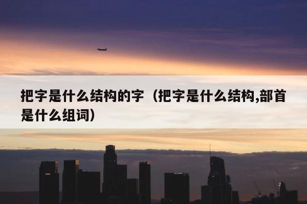 把字是什么结构的字（把字是什么结构,部首是什么组词） 第1张