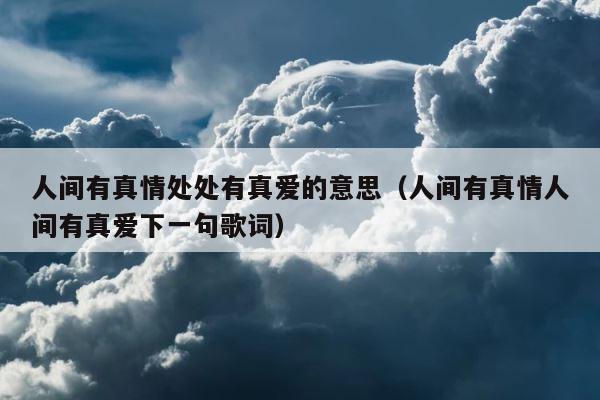 人间有真情处处有真爱的意思（人间有真情人间有真爱下一句歌词） 第1张
