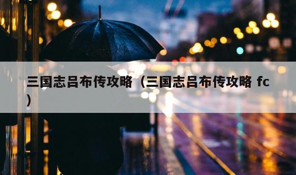 三国志吕布传攻略（三国志吕布传攻略 fc） 第1张