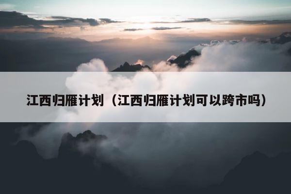 江西归雁计划（江西归雁计划可以跨市吗） 第1张