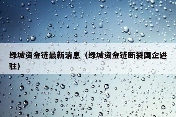 绿城资金链最新消息（绿城资金链断裂国企进驻） 第1张