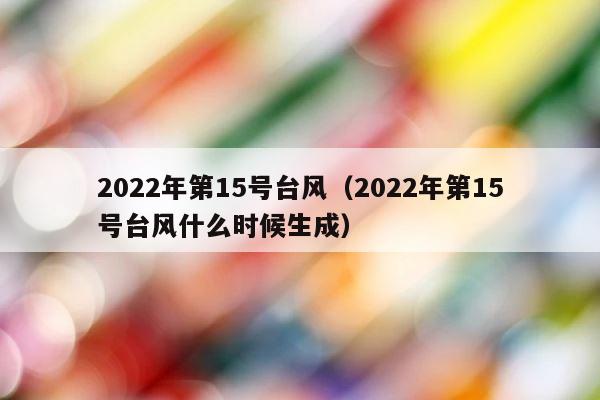 2022年第15号台风（2022年第15号台风什么时候生成） 第1张