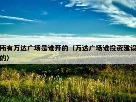 所有万达广场是谁开的（万达广场谁投资建设的） 第1张
