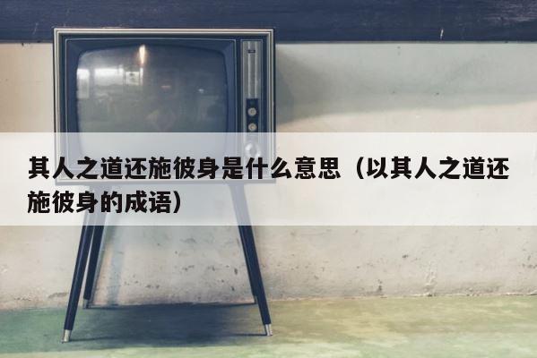 其人之道还施彼身是什么意思（以其人之道还施彼身的成语） 第1张