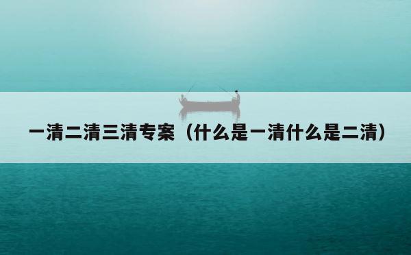 一清二清三清专案（什么是一清什么是二清） 第1张