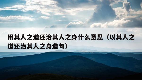 用其人之道还治其人之身什么意思（以其人之道还治其人之身造句） 第1张