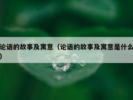 论语的故事及寓意（论语的故事及寓意是什么） 第1张