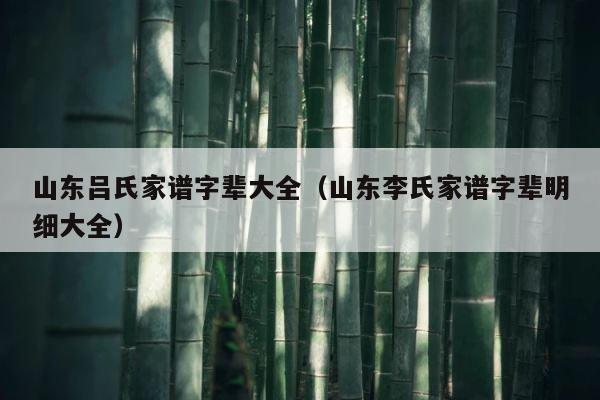 山东吕氏家谱字辈大全（山东李氏家谱字辈明细大全） 第1张