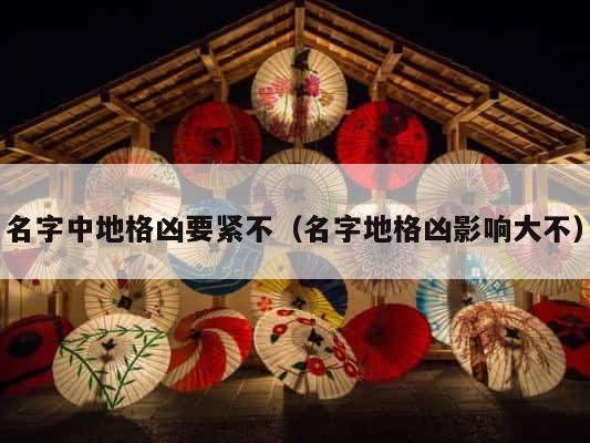 名字中地格凶要紧不（名字地格凶影响大不） 第1张