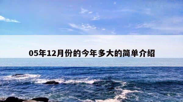 05年12月份的今年多大的简单介绍 第1张