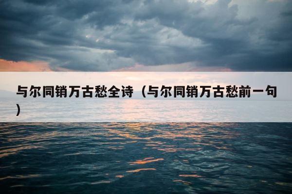 与尔同销万古愁全诗（与尔同销万古愁前一句） 第1张