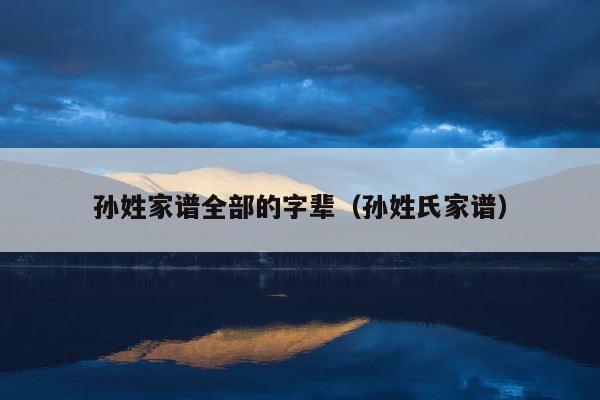 孙姓家谱全部的字辈（孙姓氏家谱） 第1张