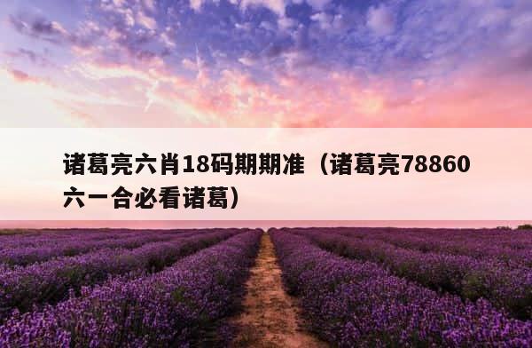 诸葛亮六肖18码期期准（诸葛亮78860六一合必看诸葛） 第1张