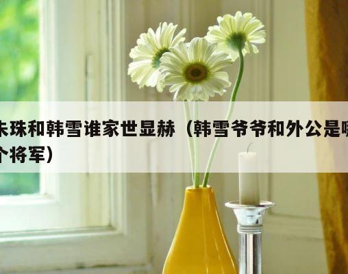 朱珠和韩雪谁家世显赫（韩雪爷爷和外公是哪个将军） 第1张