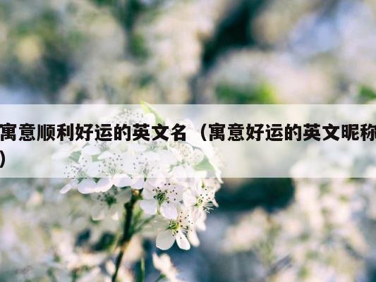 寓意顺利好运的英文名（寓意好运的英文昵称） 第1张