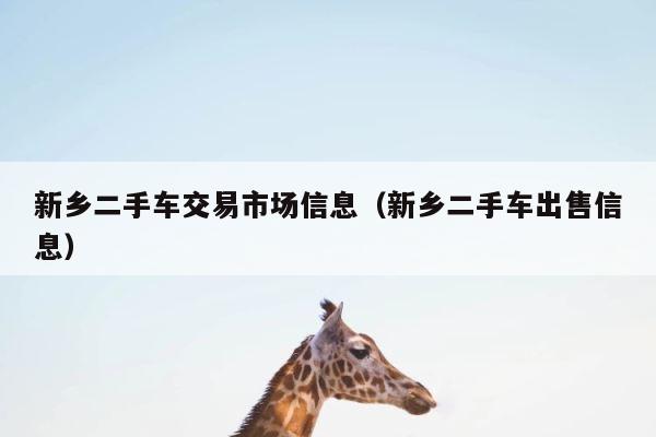 新乡二手车交易市场信息（新乡二手车出售信息） 第1张