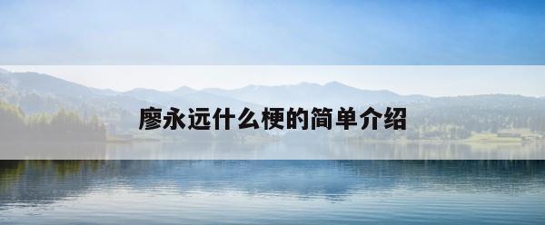 廖永远什么梗的简单介绍 第1张