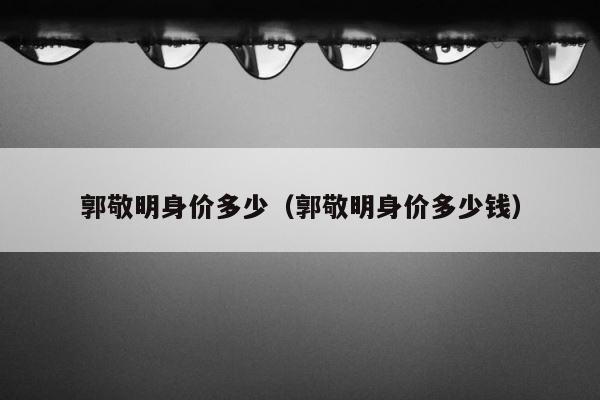 郭敬明身价多少（郭敬明身价多少钱） 第1张
