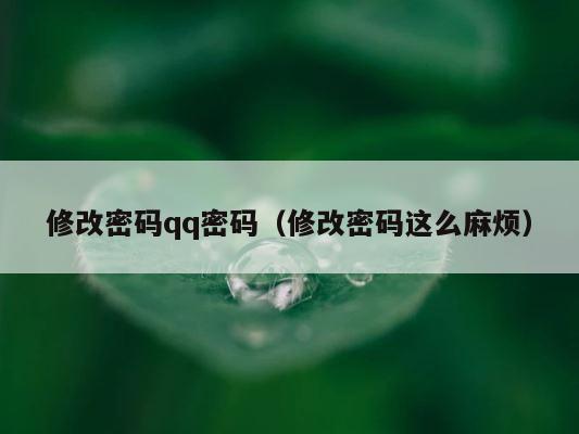 修改密码qq密码（修改密码这么麻烦） 第1张
