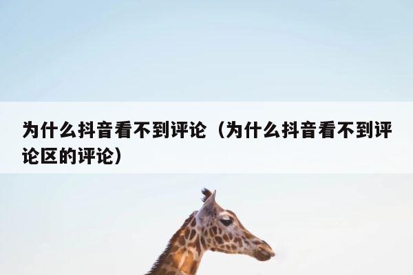 为什么抖音看不到评论（为什么抖音看不到评论区的评论） 第1张