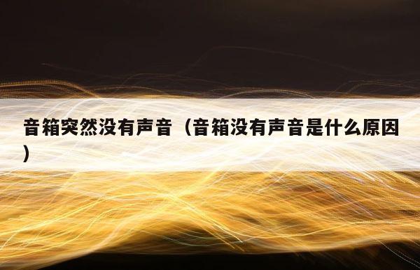 音箱突然没有声音（音箱没有声音是什么原因） 第1张