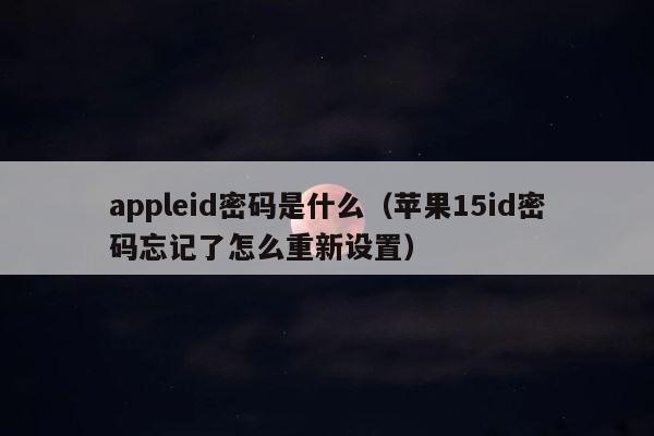 appleid密码是什么（苹果15id密码忘记了怎么重新设置） 第1张