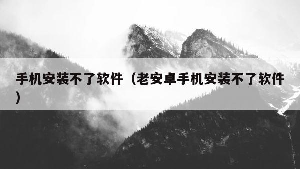 手机安装不了软件（老安卓手机安装不了软件） 第1张