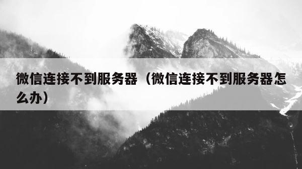 微信连接不到服务器（微信连接不到服务器怎么办） 第1张