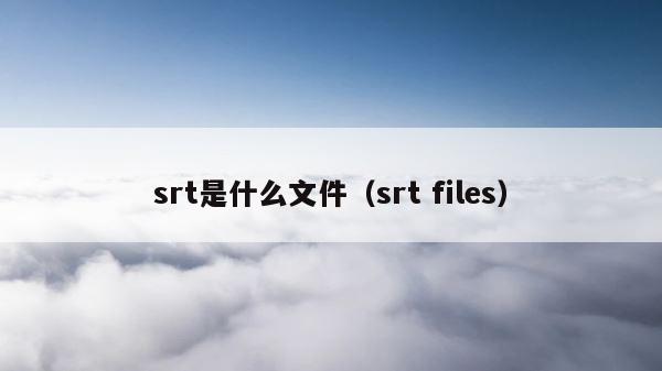 srt是什么文件（srt files） 第1张