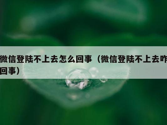 微信登陆不上去怎么回事（微信登陆不上去咋回事） 第1张